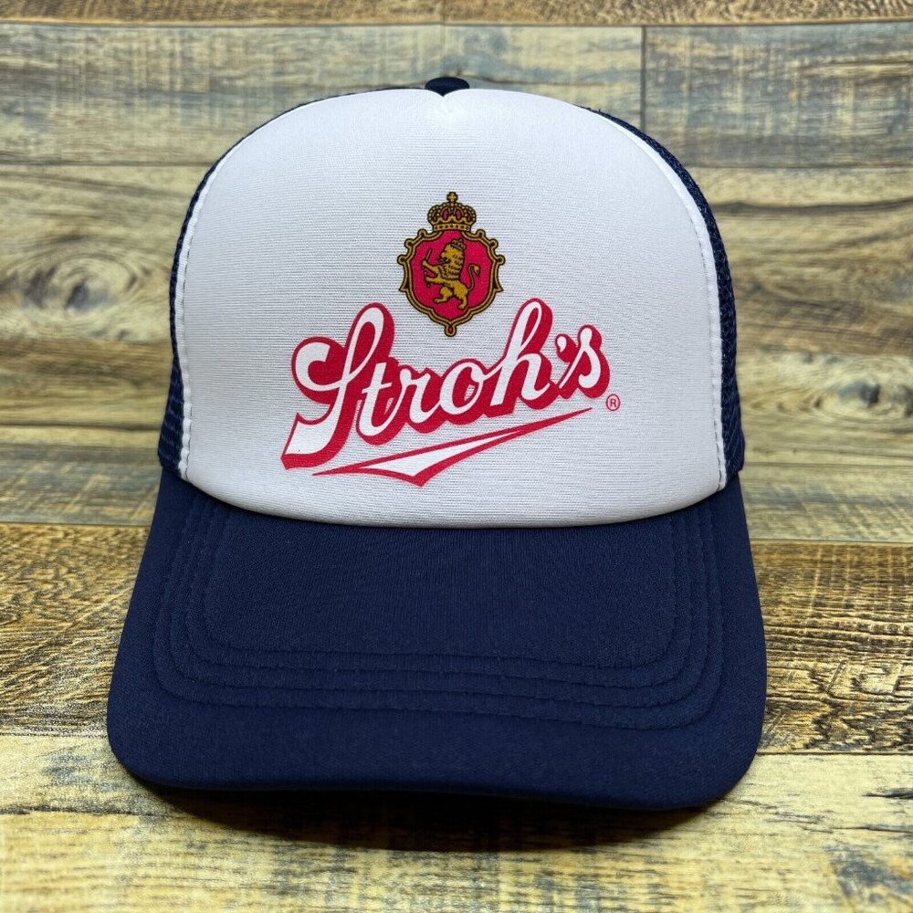 Defunct Stroh's Beer Unisex Trucker Hat Navy Snapback Detroit Michigan Brewed